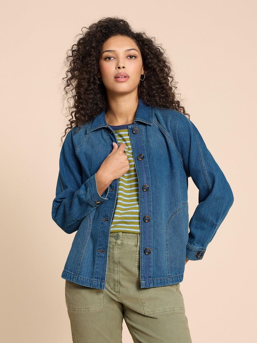 Oversized Jeansjacke mit Raglanärmeln