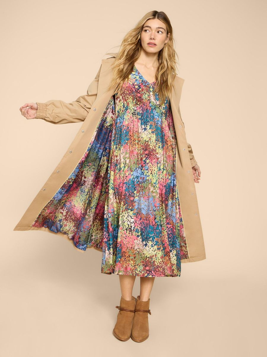 Klassischer Trenchcoat mit gemustertem Innenfutter