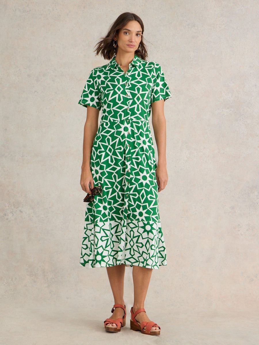 Jersey-Blusenkleid mit geometrischem Print