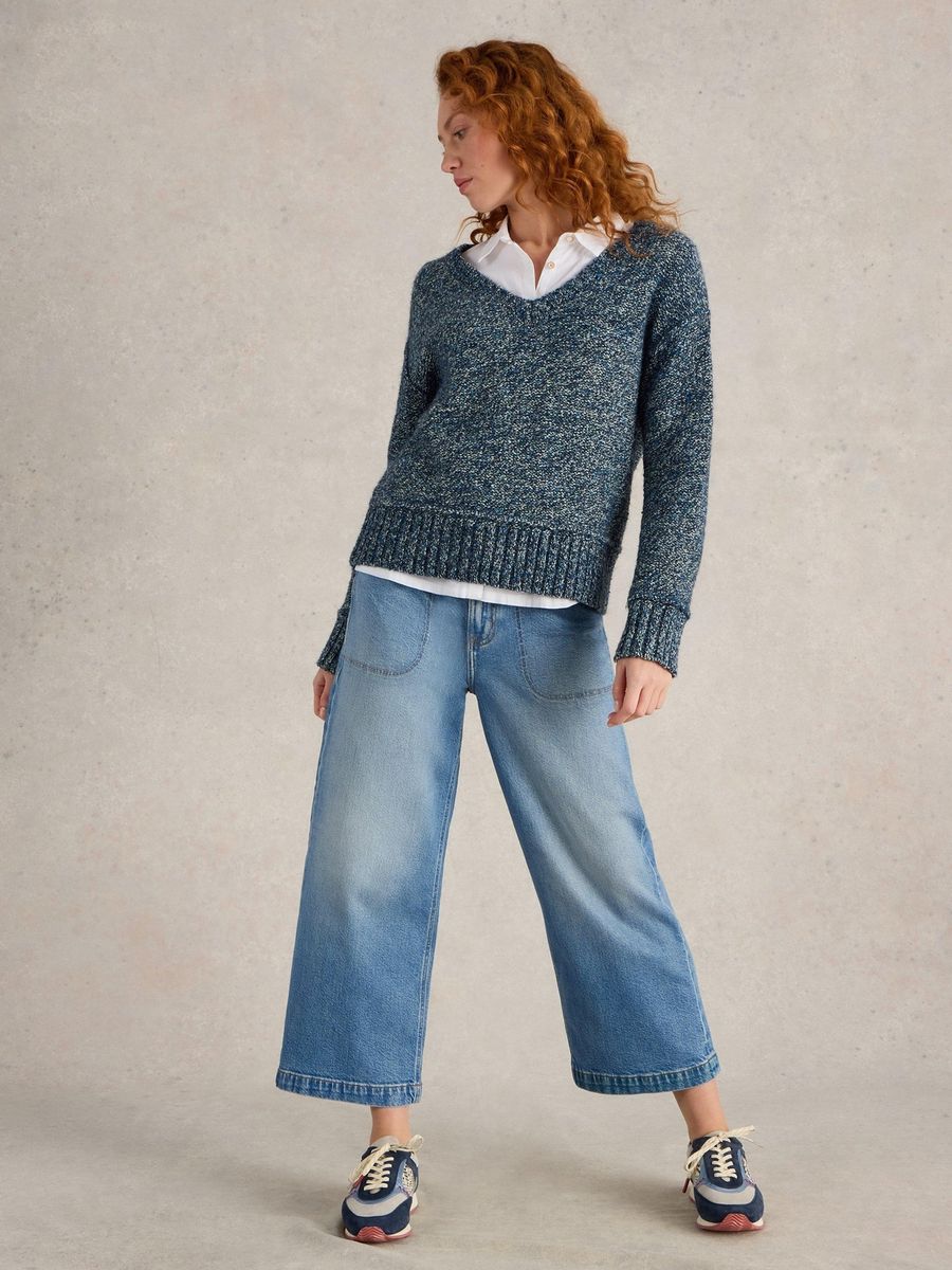 Cropped-Jeans mit weitem Bein