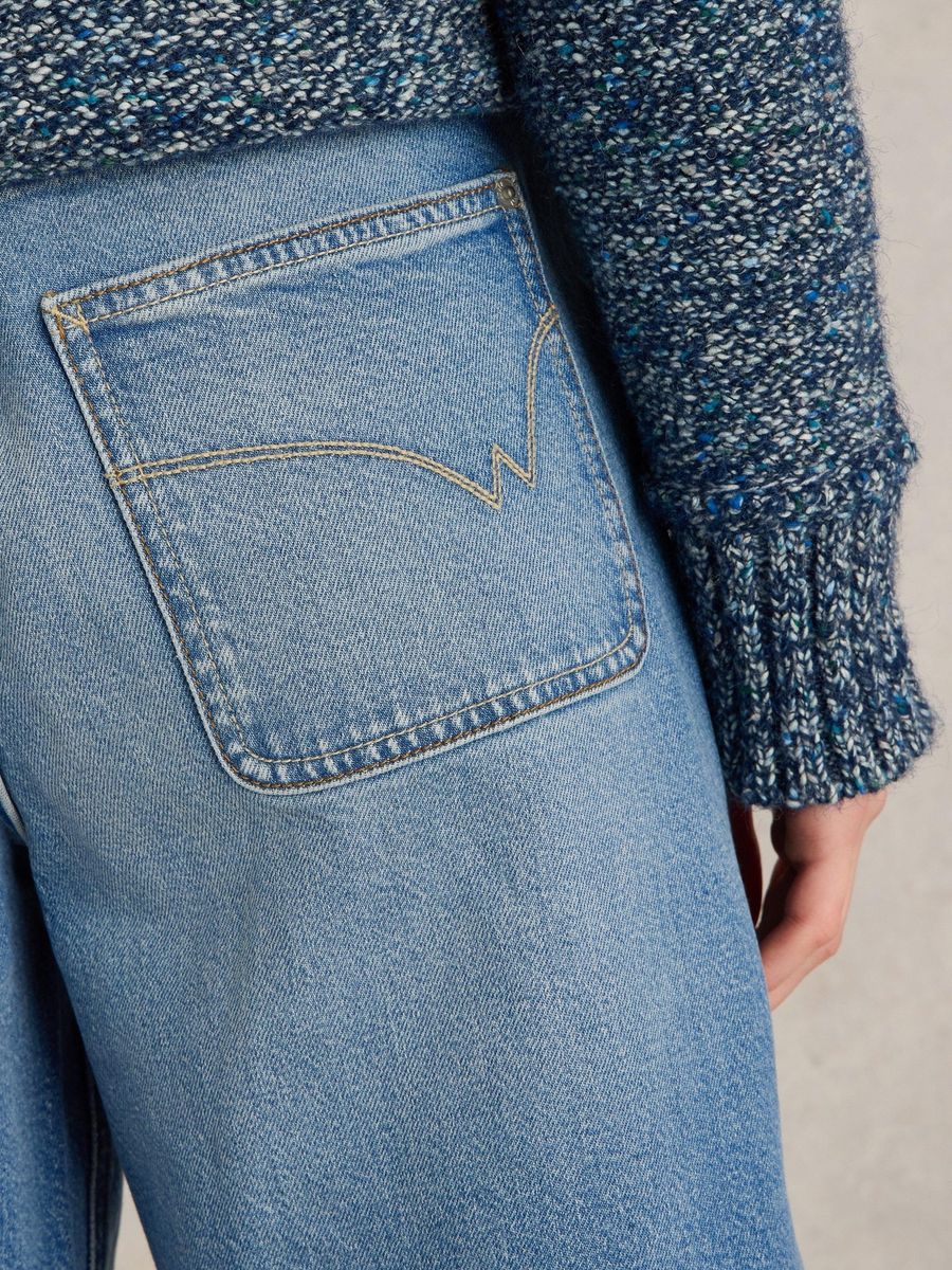 Cropped-Jeans mit weitem Bein