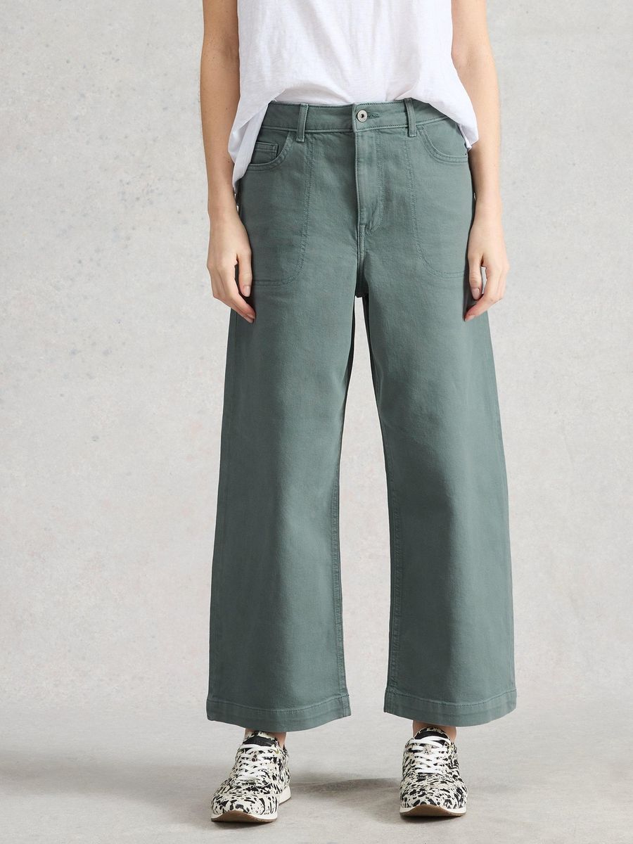Cropped-Jeans mit weitem Bein