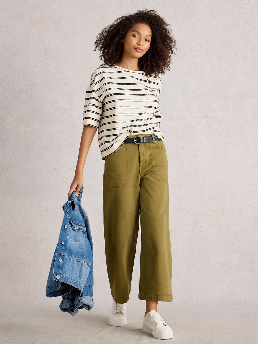 Cropped-Jeans mit weitem Bein