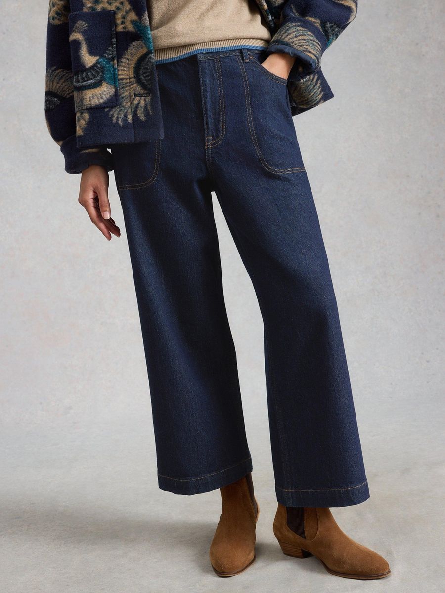 Cropped-Jeans mit weitem Bein