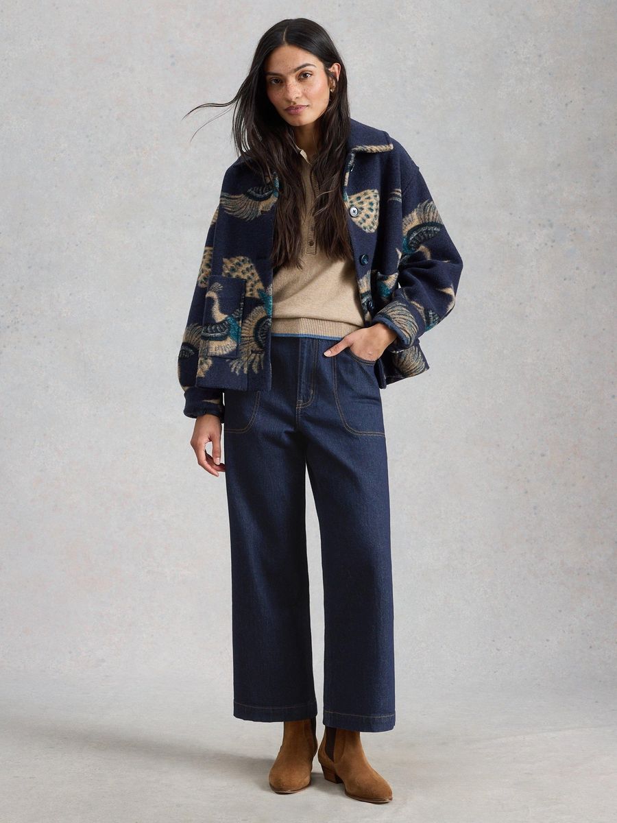 Cropped-Jeans mit weitem Bein