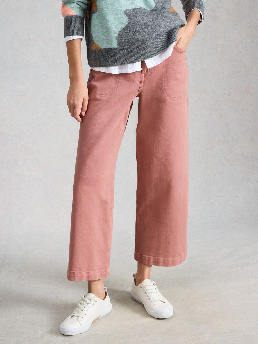 Cropped-Jeans mit weitem Bein