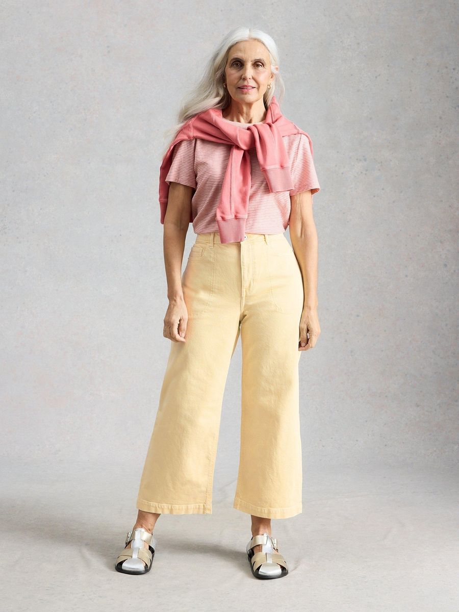 Cropped-Jeans mit weitem Bein