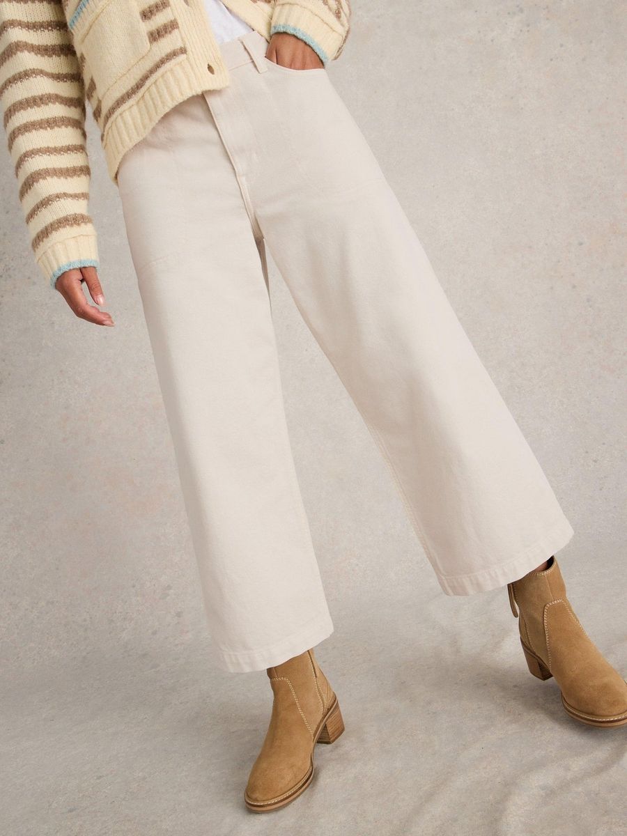 Cropped-Jeans mit weitem Bein
