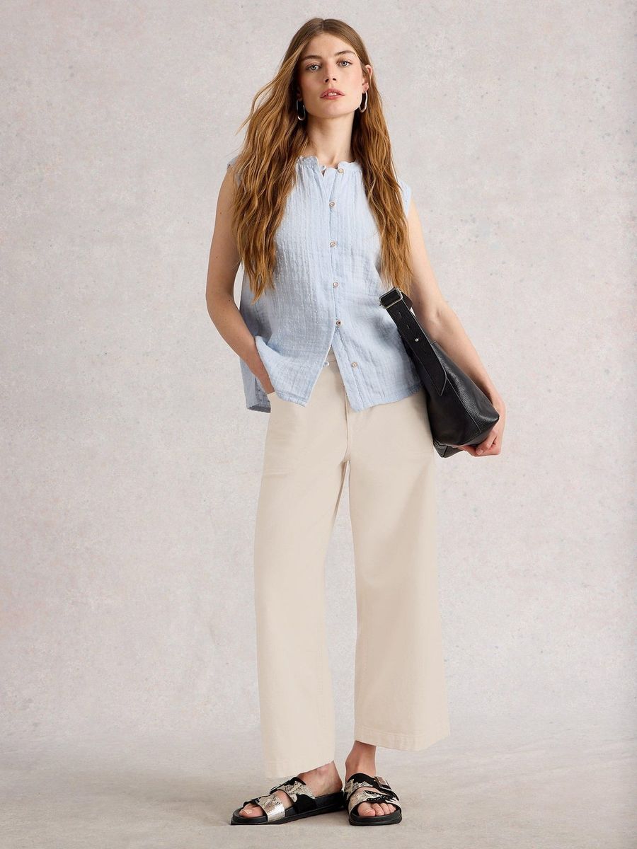 Cropped-Jeans mit weitem Bein