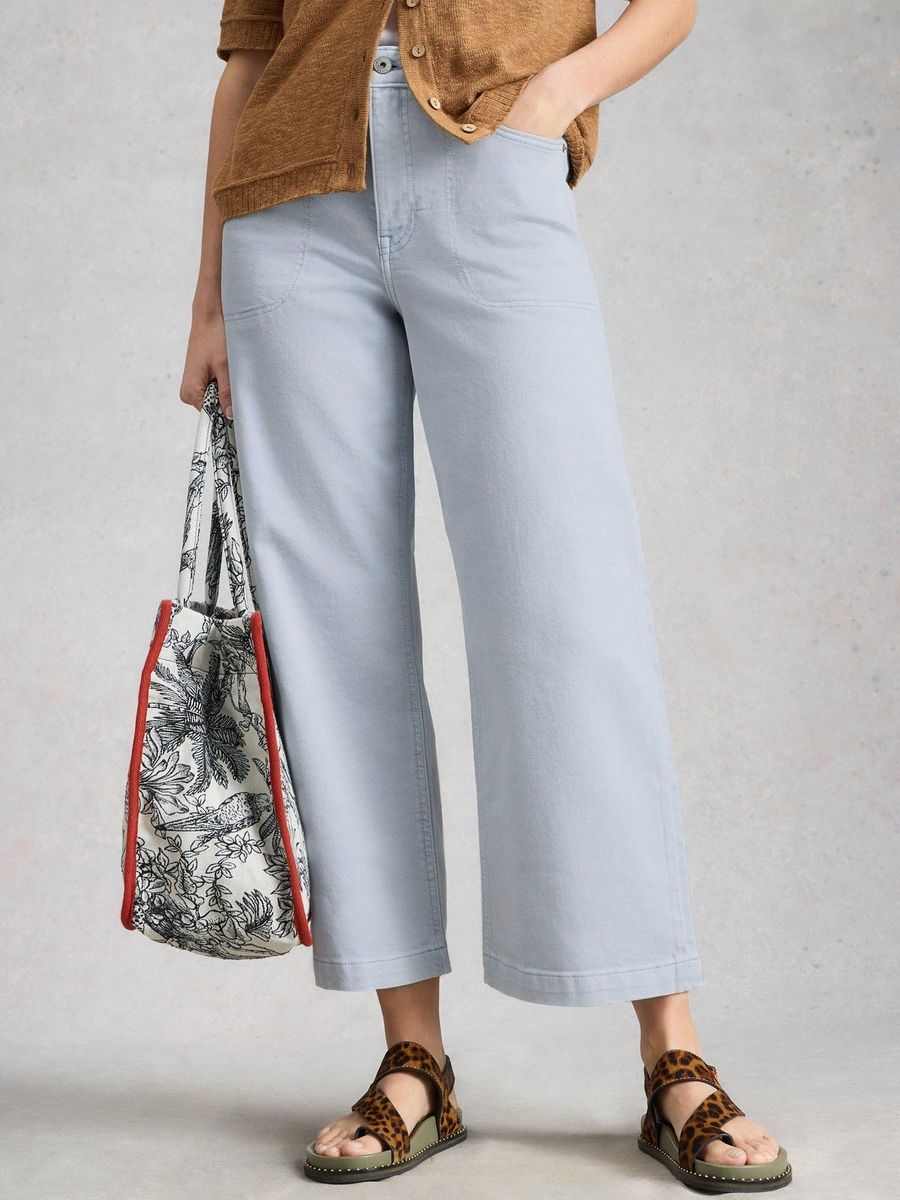 Cropped-Jeans mit weitem Bein
