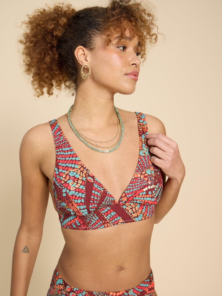 V-Ausschnitt Top mit botanischem Print