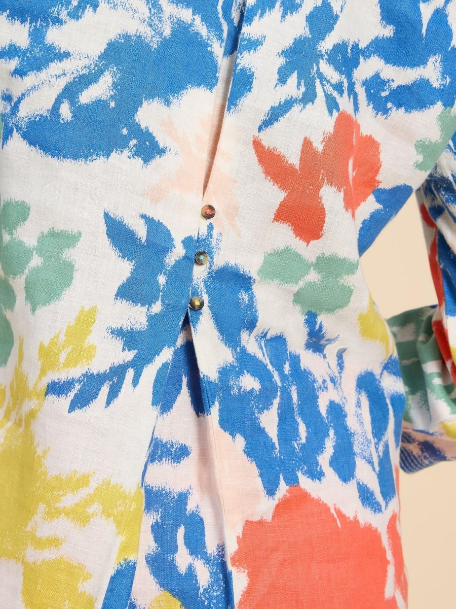 Luftige Leinentunika mit abstraktem Print