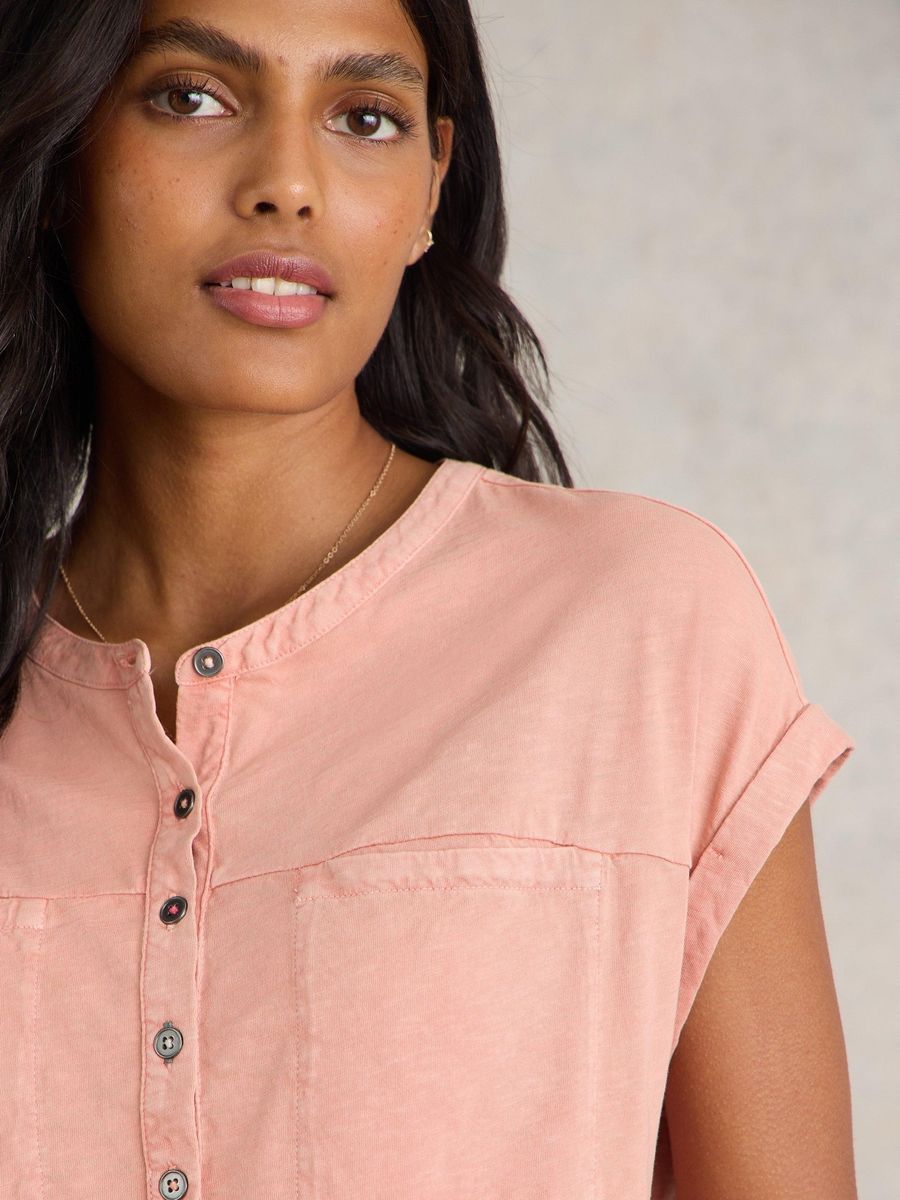 Geknöpfte Jersey-Mix-Bluse