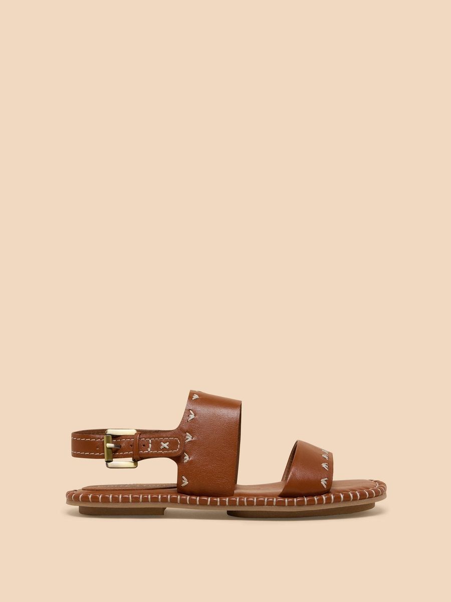 Bestickte Ledersandalen mit Schnalle