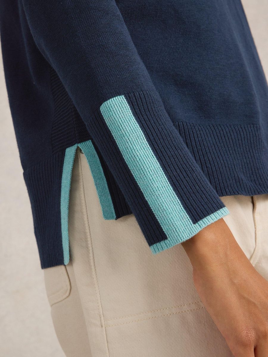 Pullover mit Kontraststreifen aus Baumwollmischung