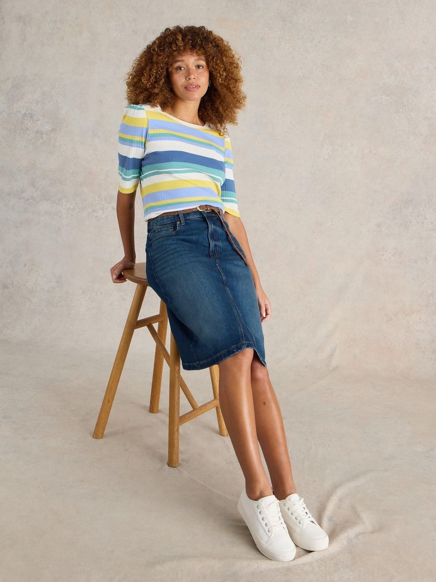 Klassischer 5-Pocket Jeans-Midirock