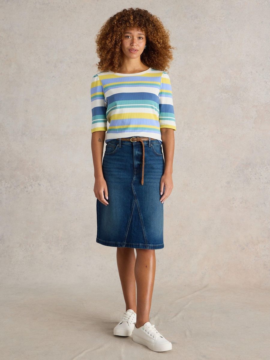 Klassischer 5-Pocket Jeans-Midirock