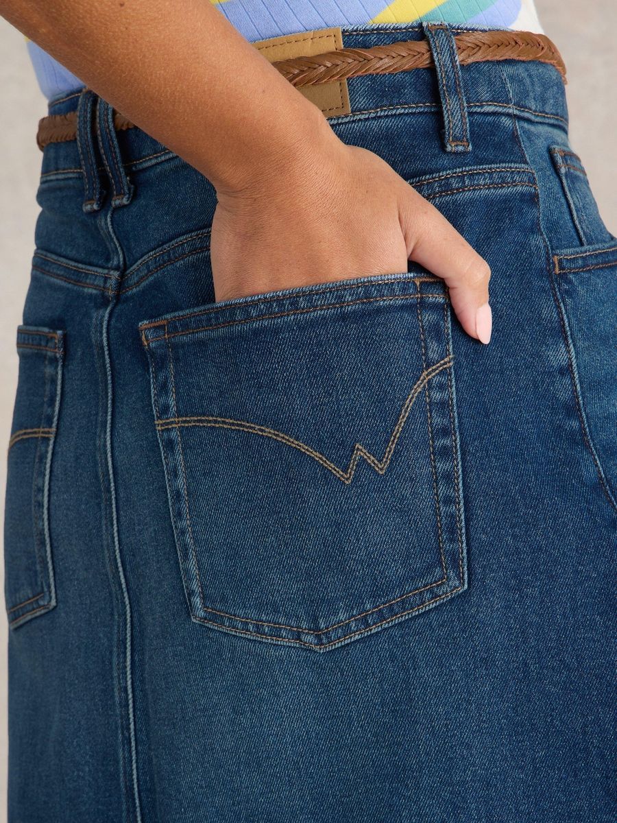 Klassischer 5-Pocket Jeans-Midirock