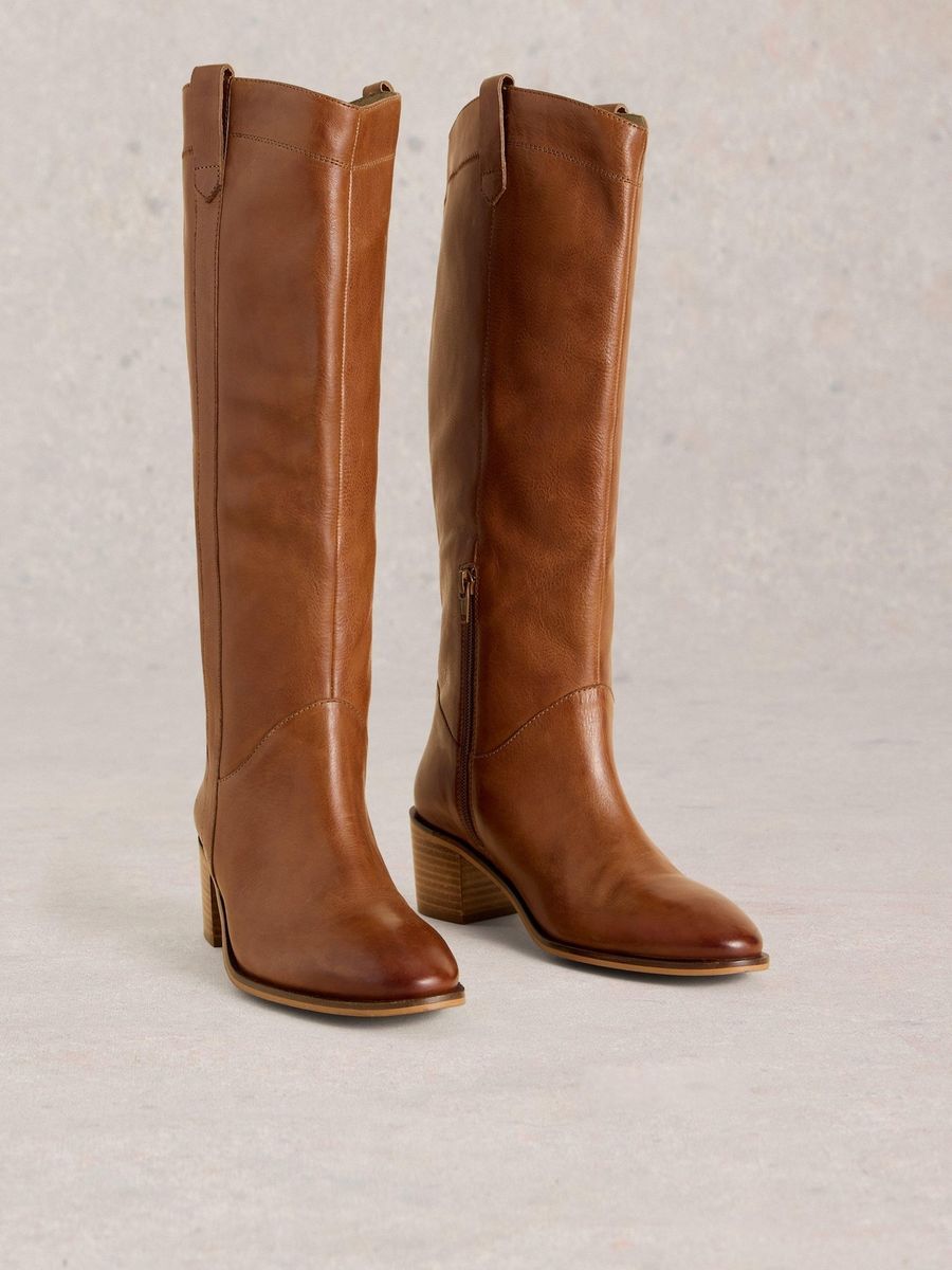 Zeitlose Izzy Kniehohe Lederstiefel