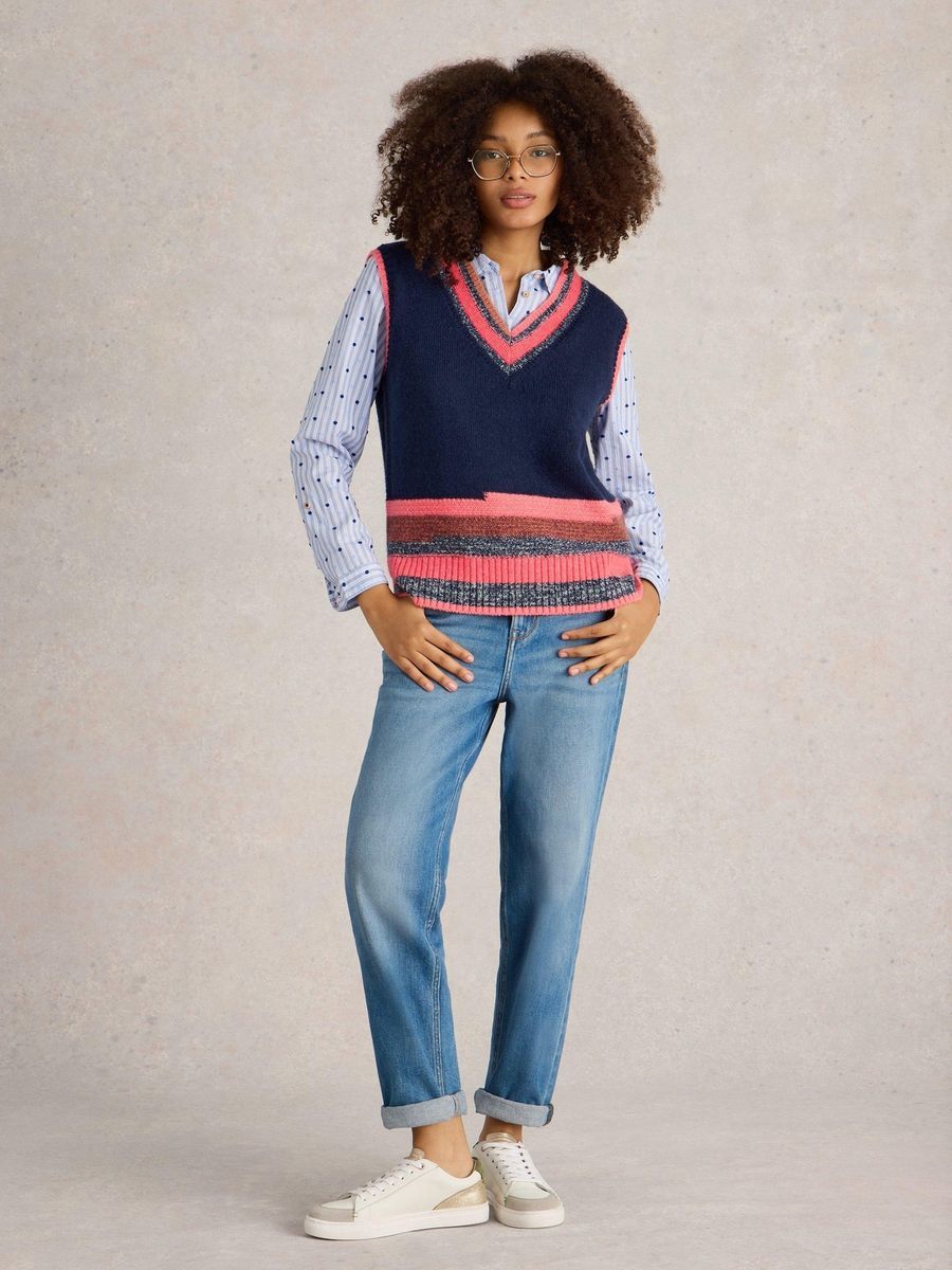 Bequeme Strickweste mit V-Ausschnitt