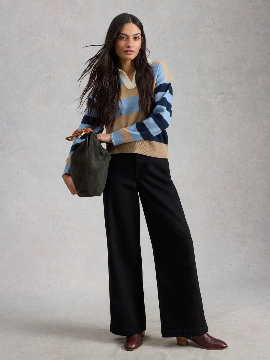 Hochtaillierte Jeans mit weitem Bein