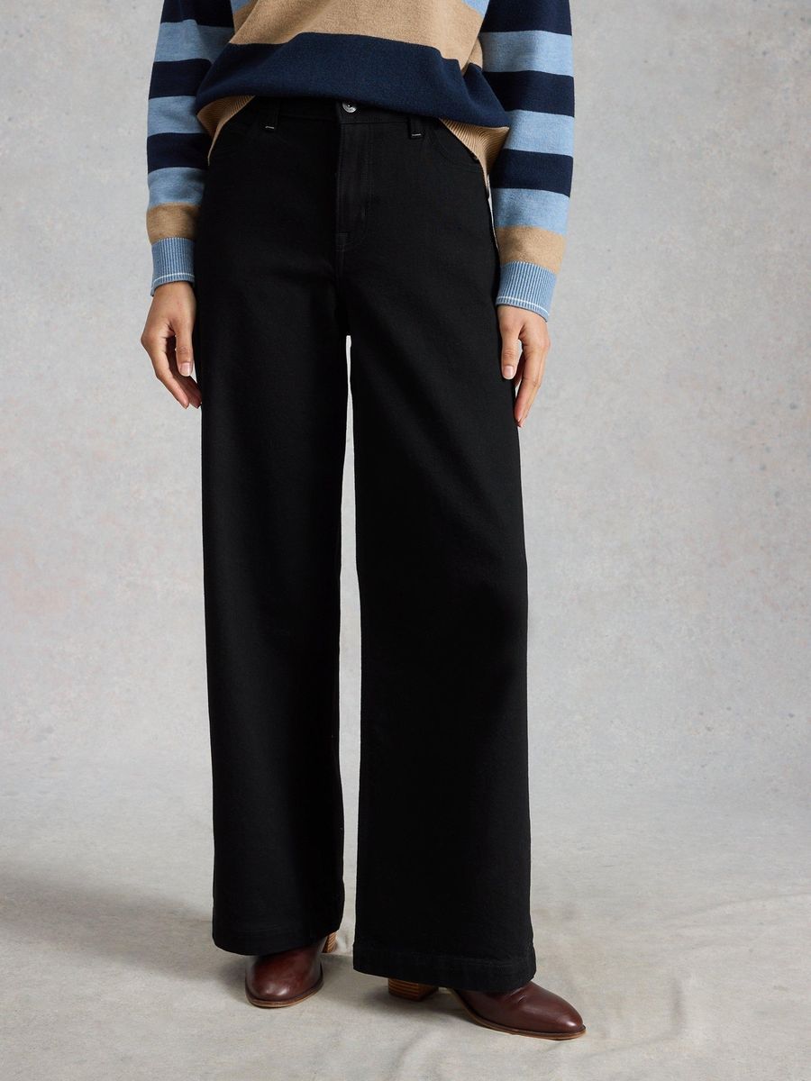 Hochtaillierte Jeans mit weitem Bein