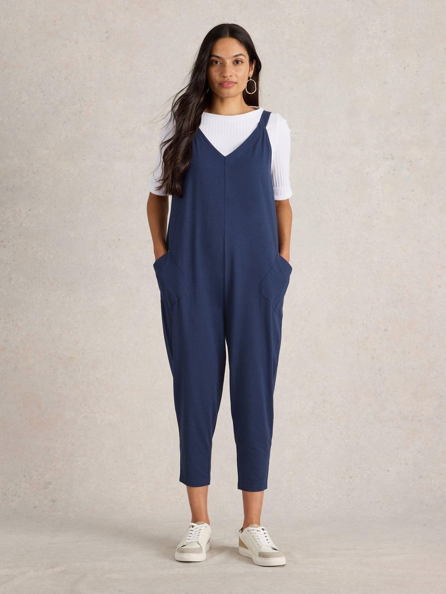 Lockerer Jersey-Jumpsuit mit V-Ausschnitt