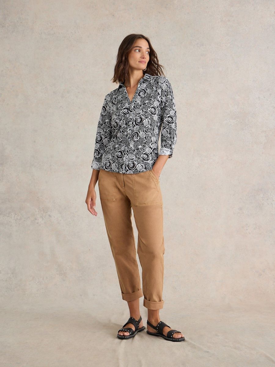 Klassische Jerseybluse mit Rosen-Print