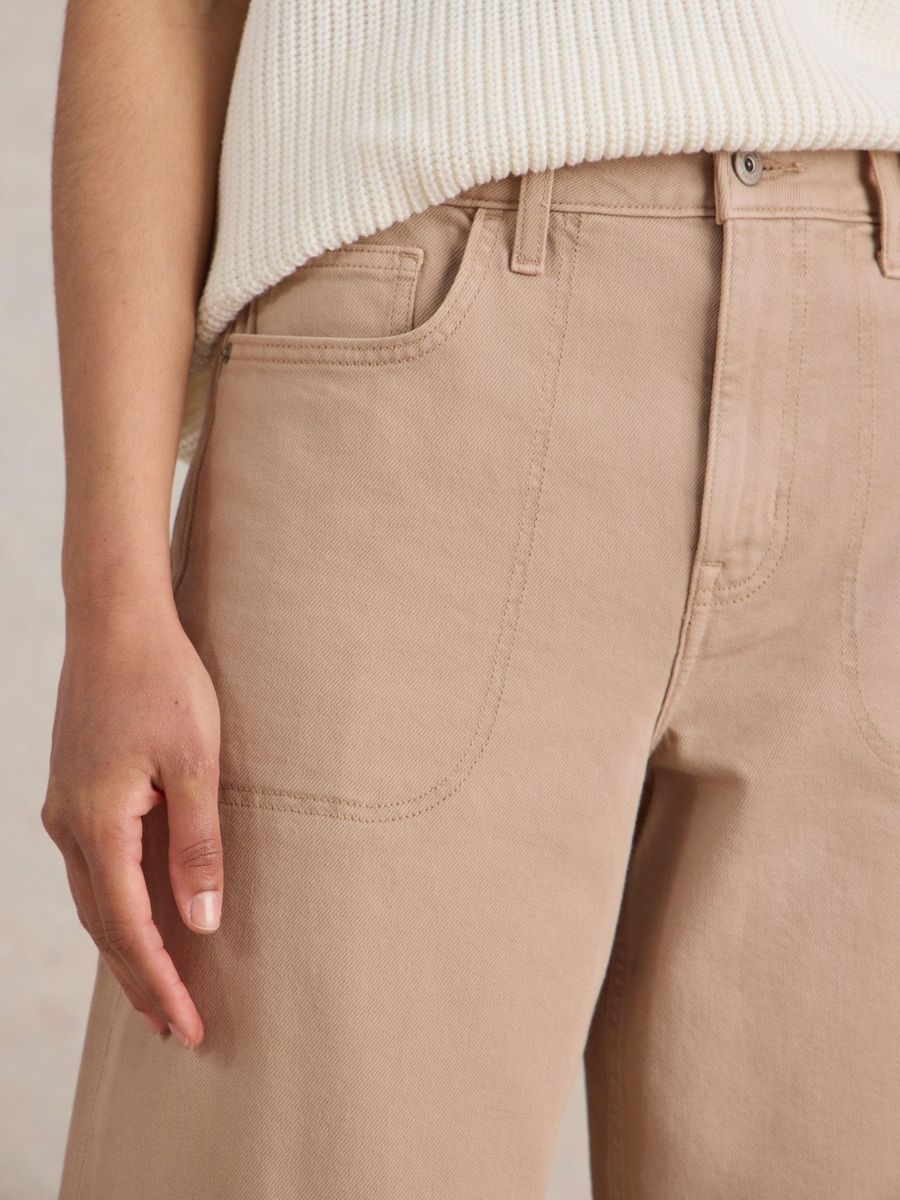 Verkürzte Wide-Leg Denim-Hose
