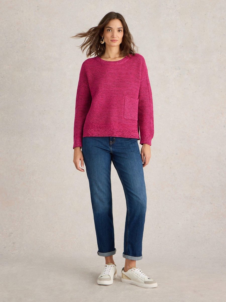 Bio-Baumwollpullover mit aufgesetzter Tasche