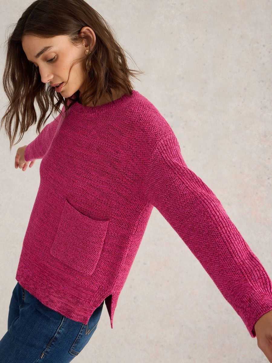 Bio-Baumwollpullover mit aufgesetzter Tasche