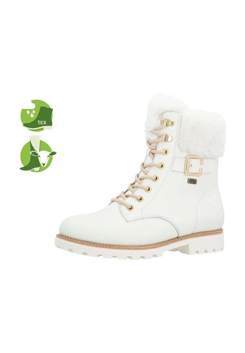 Leder-Schnürboots mit Fellbesatz
