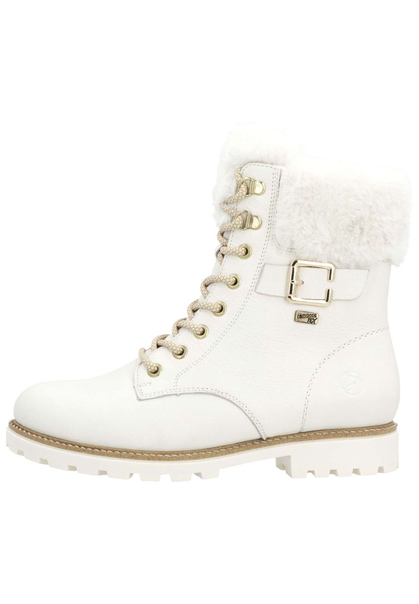 Leder-Schnürboots mit Fellbesatz