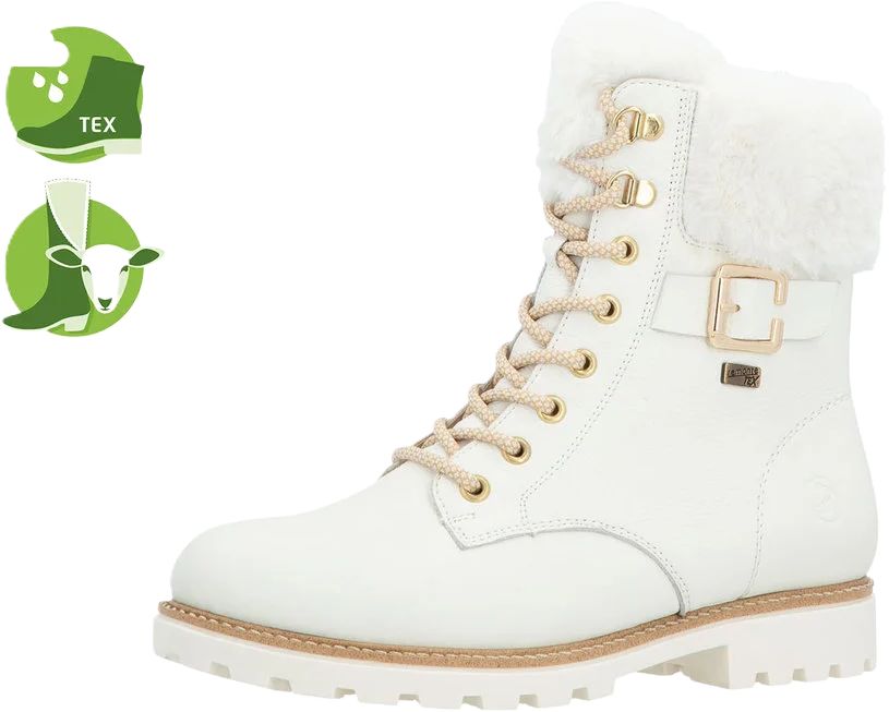 Leder-Schnürboots mit Fellbesatz