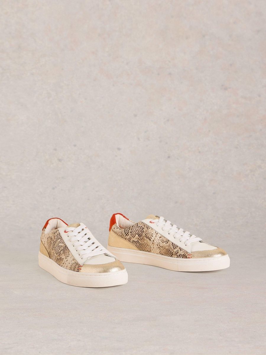 Tori Leder-Sneaker mit Schlangenprint
