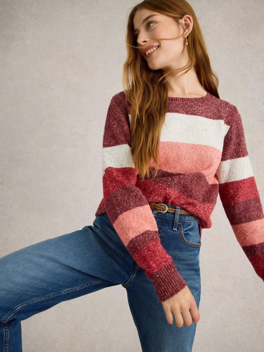 Gestreifter gesprenkelter Strickpullover