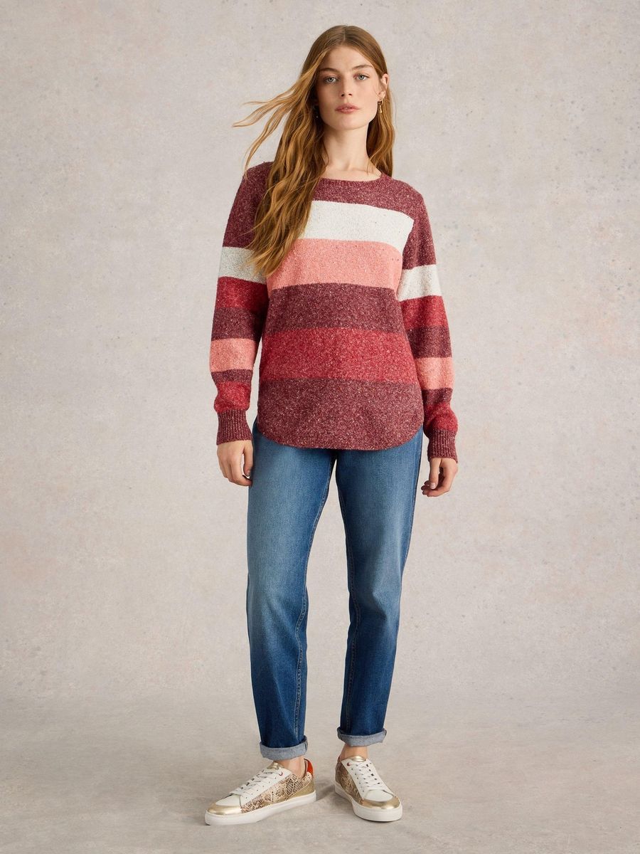 Gestreifter gesprenkelter Strickpullover
