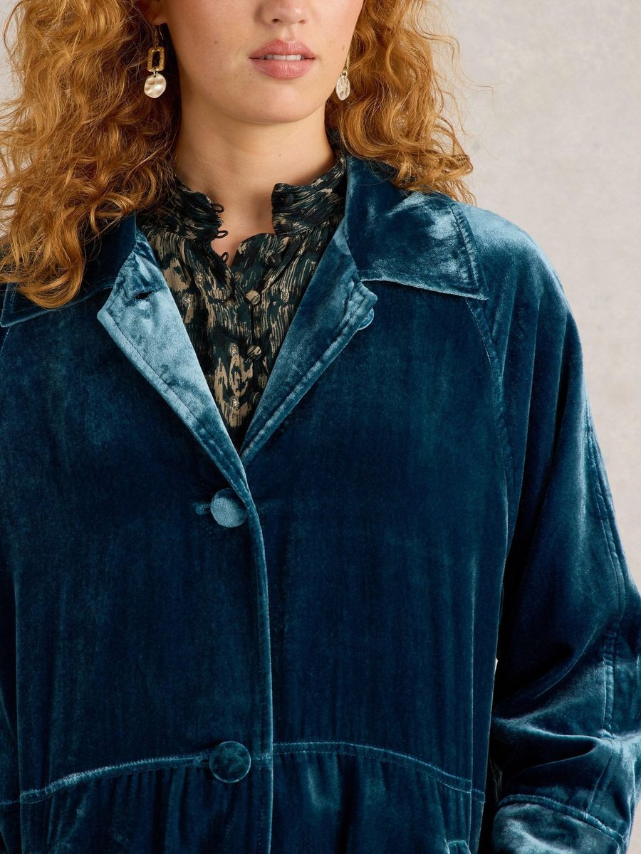 Eleganter Langer Samt-Duster-Mantel