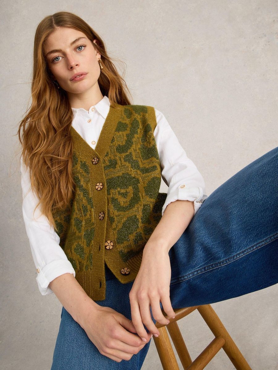 Jacquard-Strickweste mit Glitzereffekt