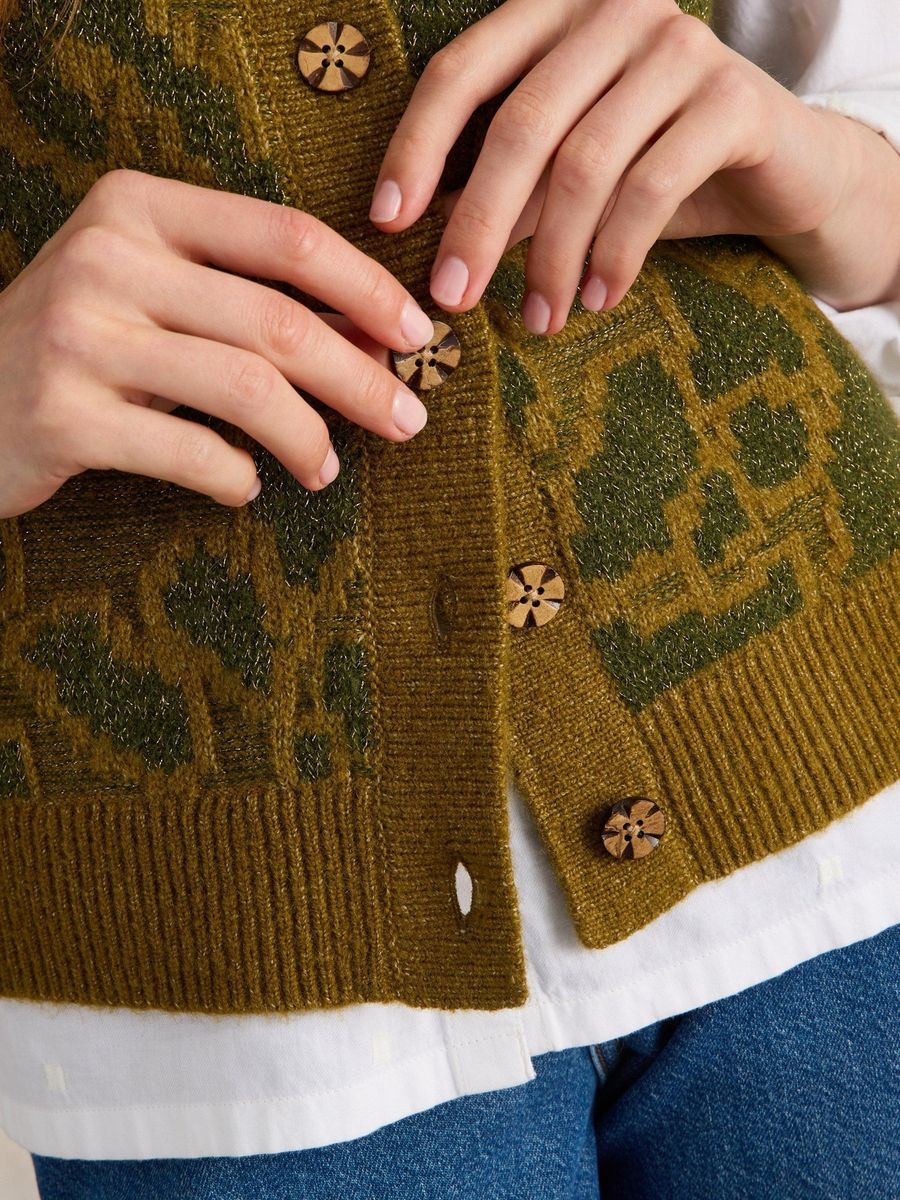 Jacquard-Strickweste mit Glitzereffekt