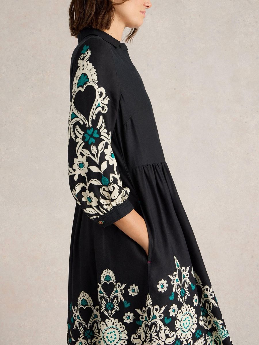 Midikleid mit Folklore-Print