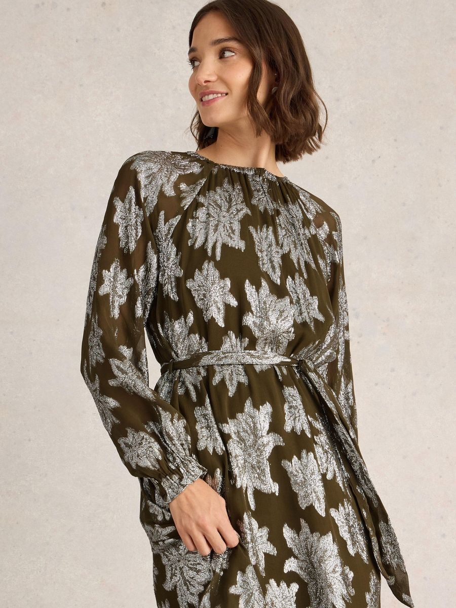 Elegantes Jacquard-Maxikleid mit Blumenmuster