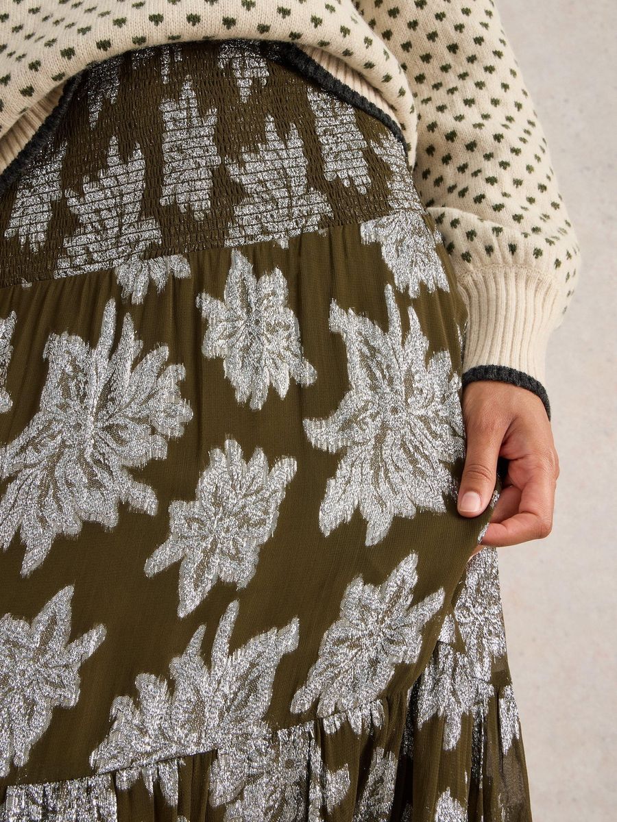 Jacquard-Stufenrock mit Smok-Bund