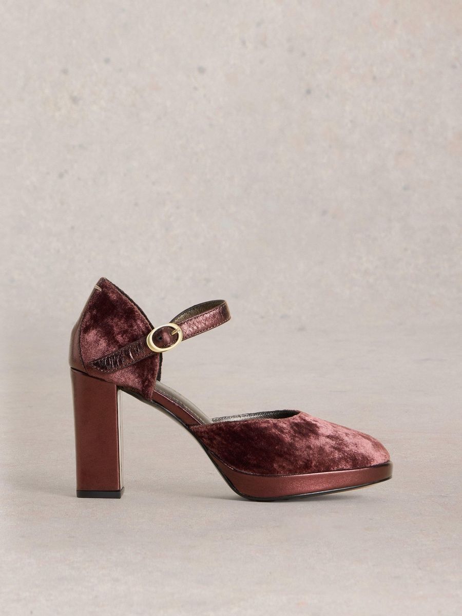 Elegante Mary-Jane-Plateaupumps aus Samt