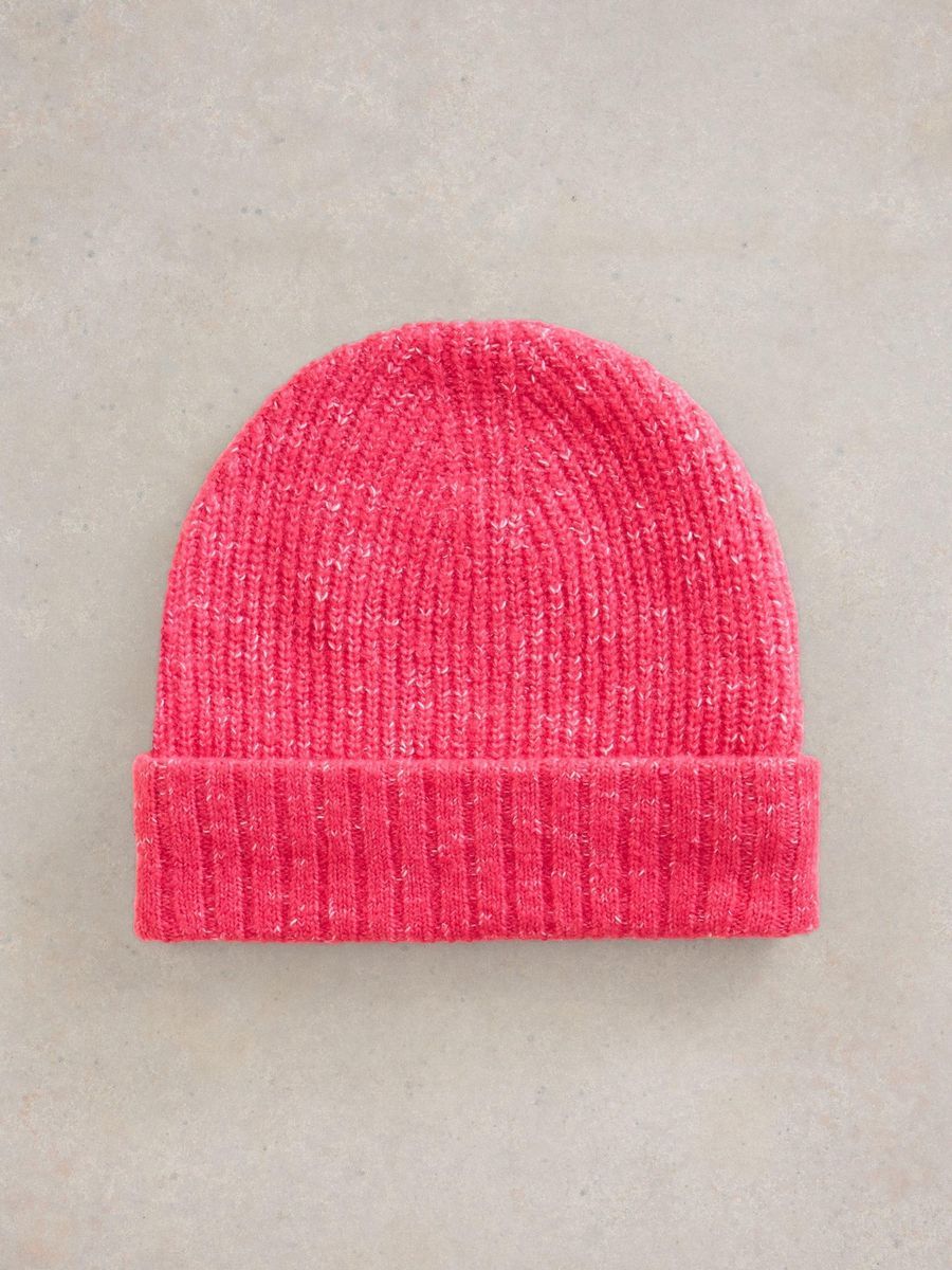 Rippstrick-Beanie mit Umschlag