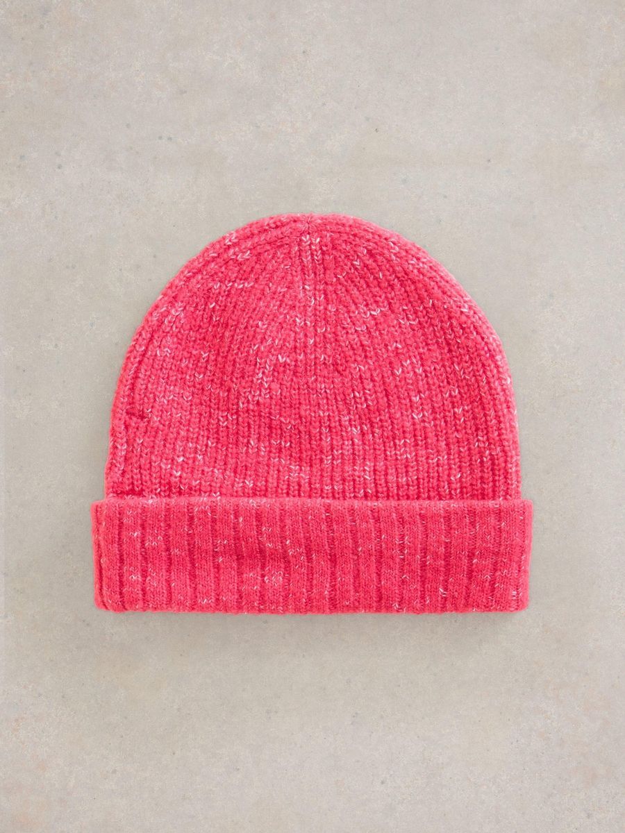 Rippstrick-Beanie mit Umschlag