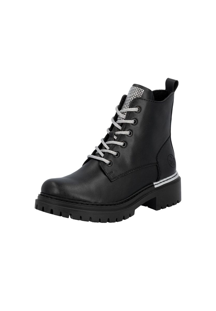 Geschnürte Stiefeletten mit Schmucksteinbesatz