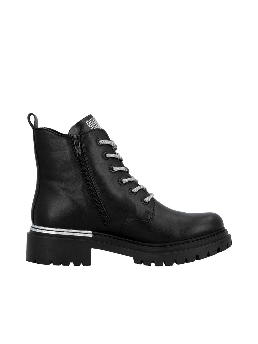 Geschnürte Stiefeletten mit Schmucksteinbesatz