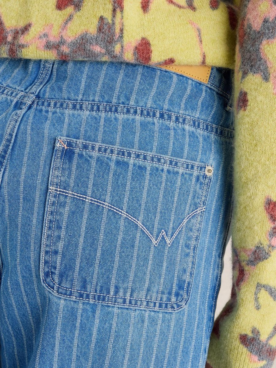 Gestreifte Wide-Leg 7/8-Jeans