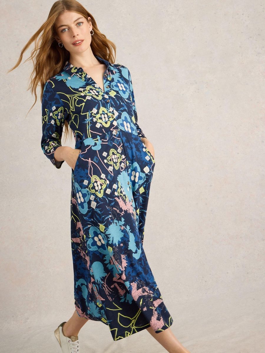 Hemdblusenkleid mit abstraktem Muster